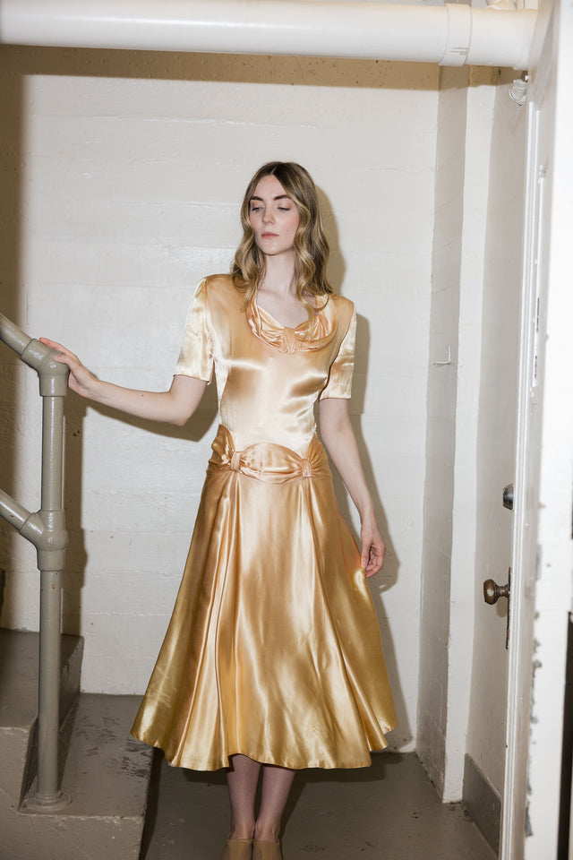 Antique 1940s satin cocktail dress