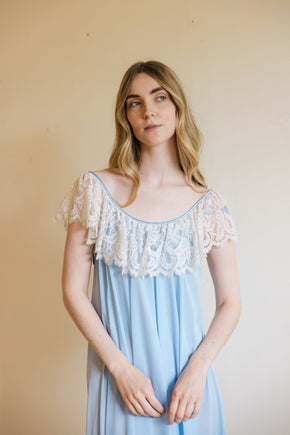 1960s powder blue Lucie Ann lace nightgown