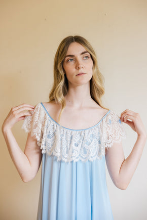 1960s powder blue Lucie Ann lace nightgown