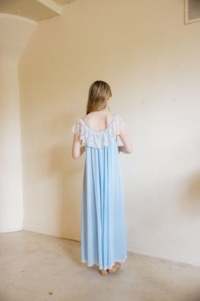 1960s powder blue Lucie Ann lace nightgown