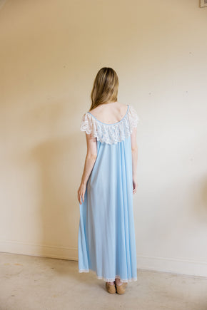 1960s powder blue Lucie Ann lace nightgown