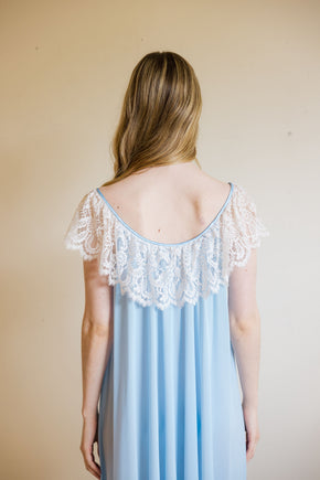 1960s powder blue Lucie Ann lace nightgown