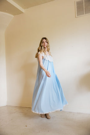 1960s powder blue Lucie Ann lace nightgown