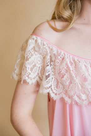 1960s baby pink Lucie Ann lace nightgown
