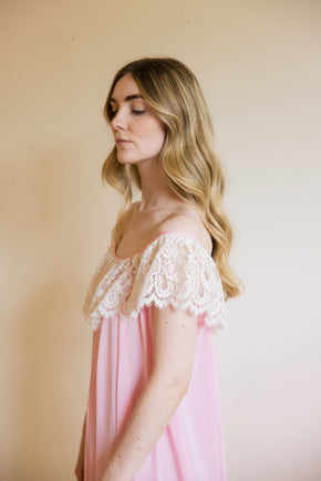 1960s baby pink Lucie Ann lace nightgown