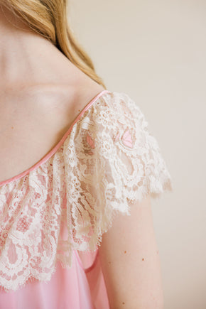 1960s baby pink Lucie Ann lace nightgown