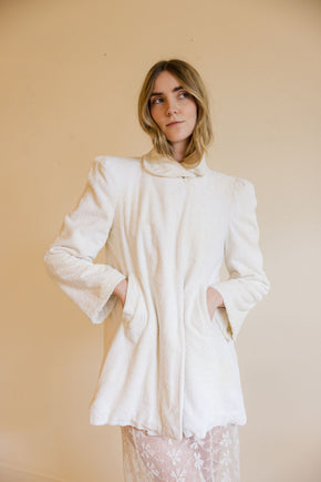 1930s ivory velvet puff sleeve jacket