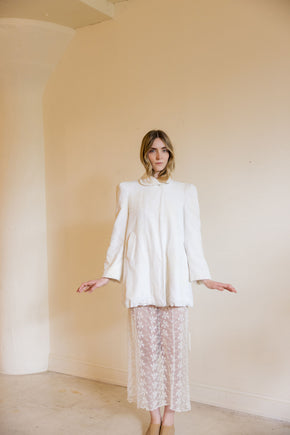 1930s ivory velvet puff sleeve jacket