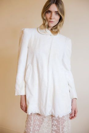 1930s ivory velvet puff sleeve jacket