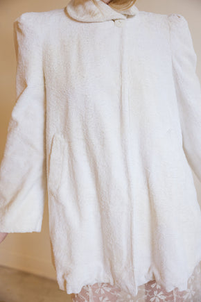 1930s ivory velvet puff sleeve jacket