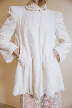 1930s ivory velvet puff sleeve jacket