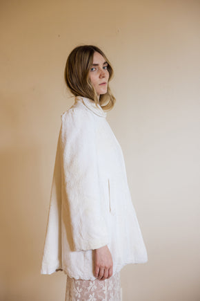 1930s ivory velvet puff sleeve jacket