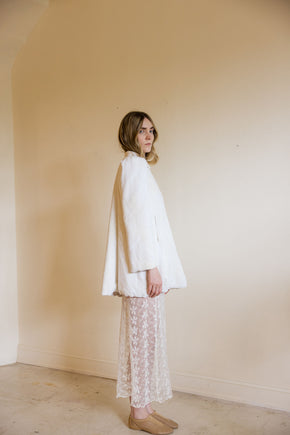 1930s ivory velvet puff sleeve jacket