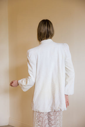1930s ivory velvet puff sleeve jacket