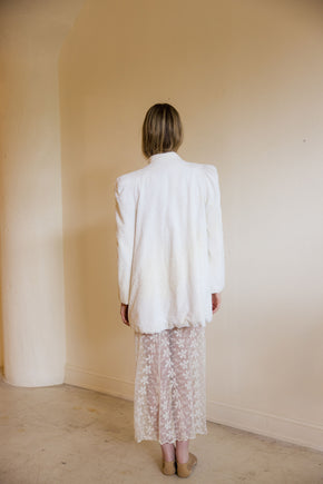1930s ivory velvet puff sleeve jacket