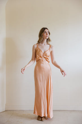 1930s pink circle lace silk satin slip