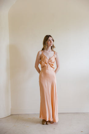 1930s pink circle lace silk satin slip