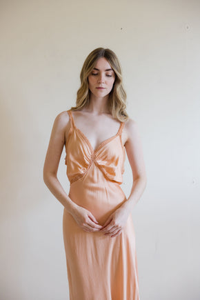 1930s pink circle lace silk satin slip