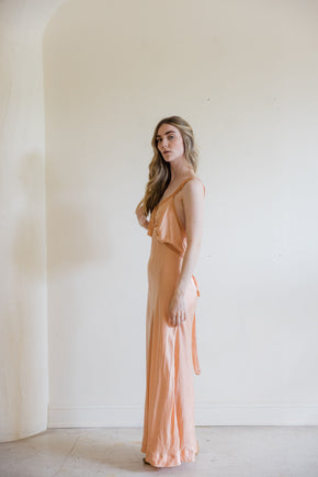 1930s pink circle lace silk satin slip