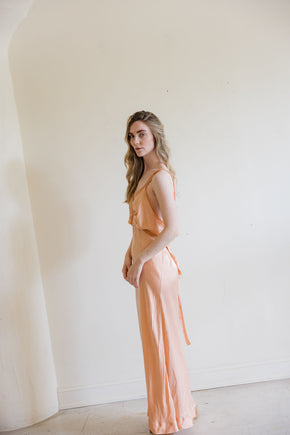 1930s pink circle lace silk satin slip