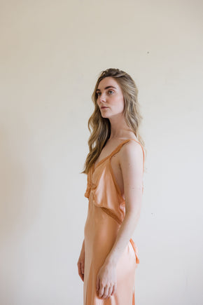 1930s pink circle lace silk satin slip