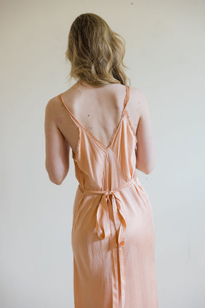 1930s pink circle lace silk satin slip