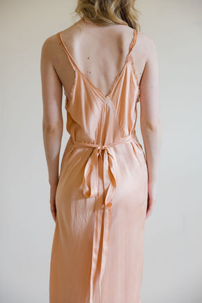 1930s pink circle lace silk satin slip