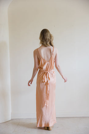 1930s pink circle lace silk satin slip