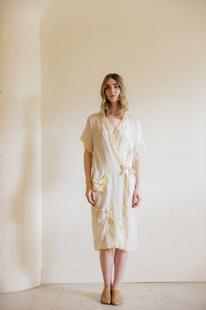 Antique 1920s art deco silk lingerie robe