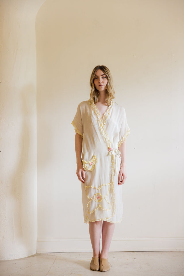 Antique 1920s art deco silk lingerie robe