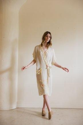 Antique 1920s art deco silk lingerie robe
