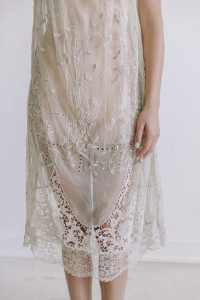 1920s filet lace net dress