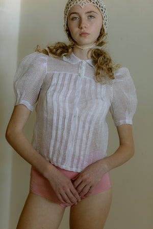 1930s organza puff sleeve blouse france