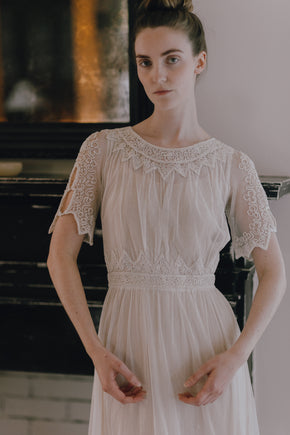 1910s soutache ivory net gown