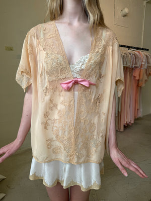 1920s French silk lace bed jacket