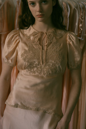 1930s French silk lace blouse