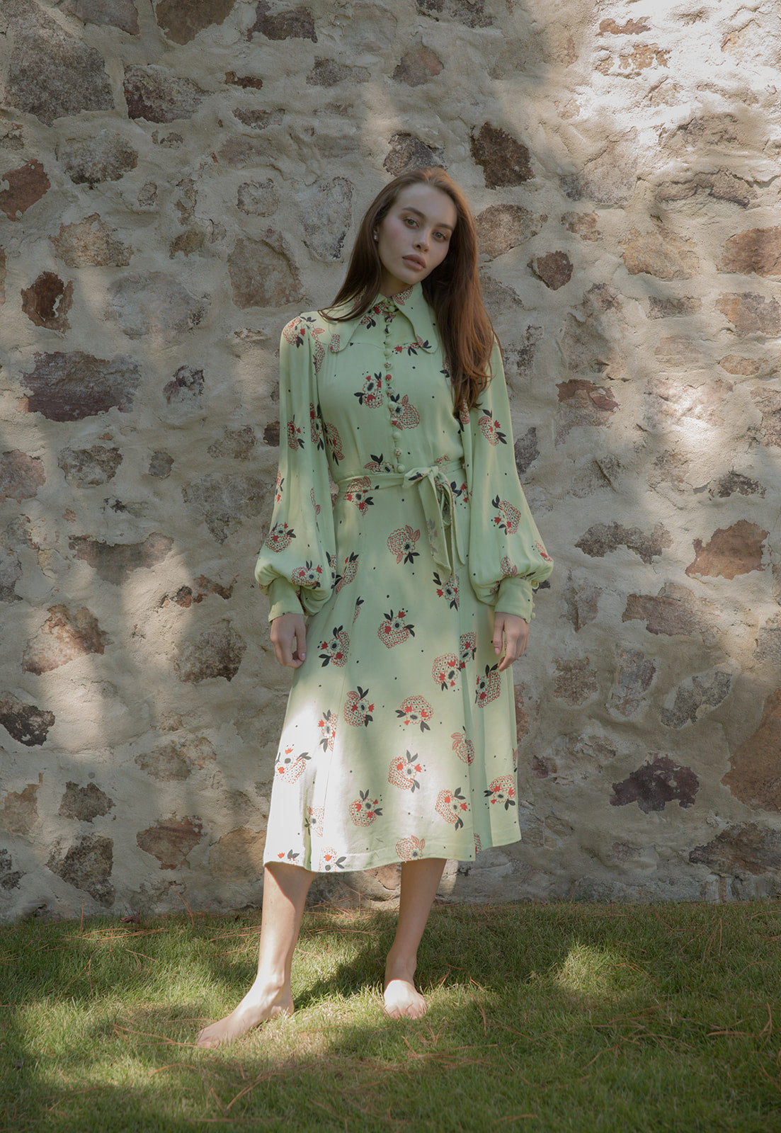 1970s Ossie Clark Birtwell print moss crepe dress