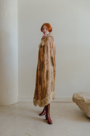 1920s silk velvet lamè & fur cape