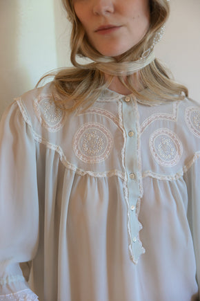 1930s French crepe chiffon lace nightgown