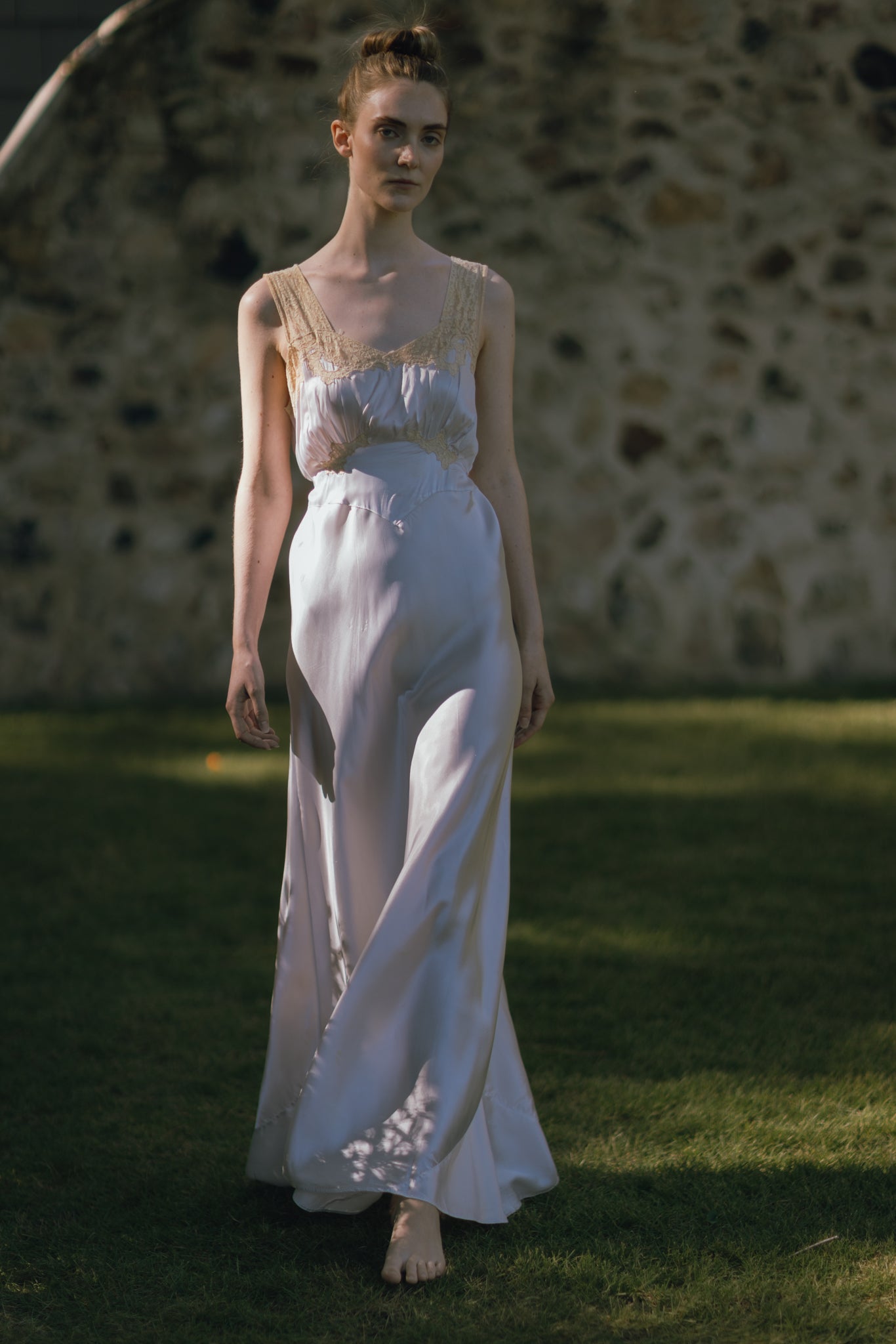 1930s iridescent lavender silk nightgown