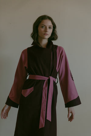 1940s color block wool coat