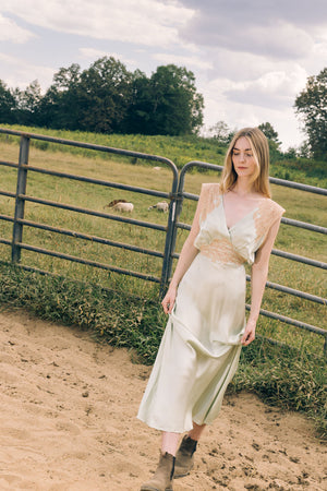 1930s green silk lace nightgown