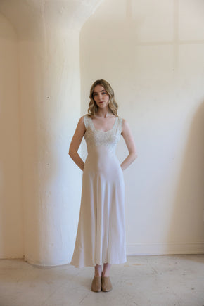1930s bias muted sage silk nightgown, France