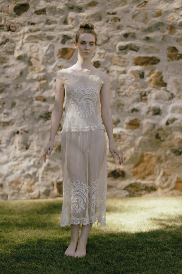 Antique tulle needle less dress