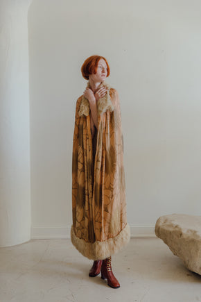 1920s silk velvet lamè & fur cape