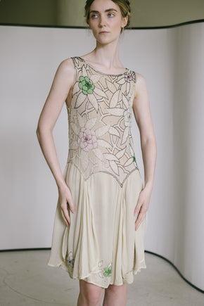 1920s silk chiffon beaded dress