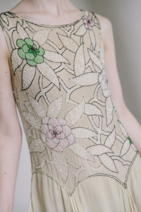1920s silk chiffon beaded dress