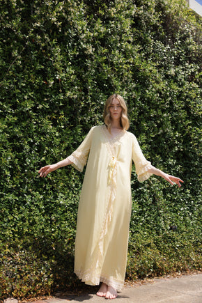 Vintage Italian yellow silk Novelli Peignoir Set