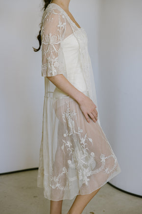 1920s whitework net dress