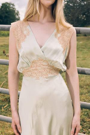 1930s green silk lace nightgown